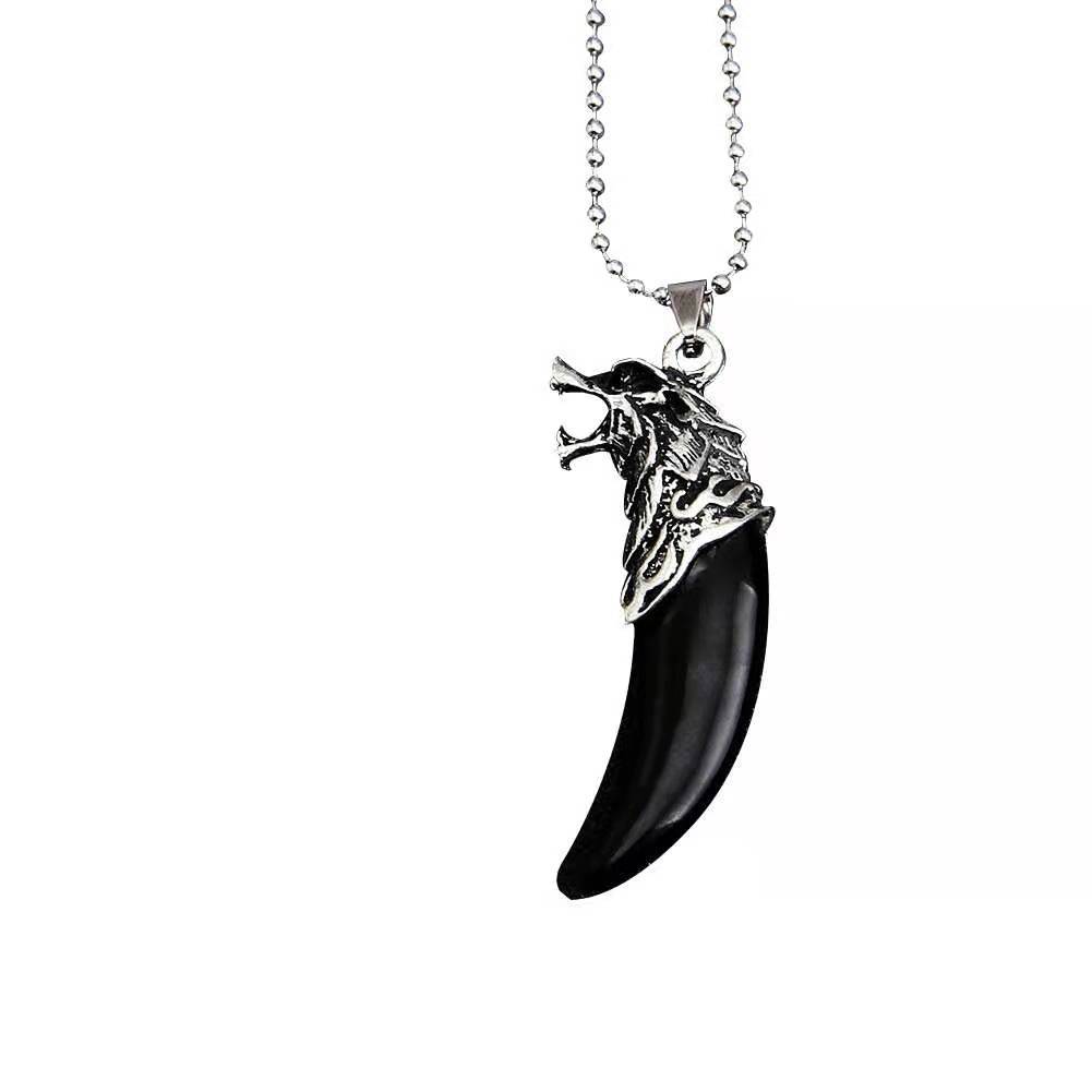 Dragon Teeth, Wolf Teeth Necklace, Personalized Totem, Male Head Pendant, Dominant Star, Same Style Punk Collar Chain_voghion.com