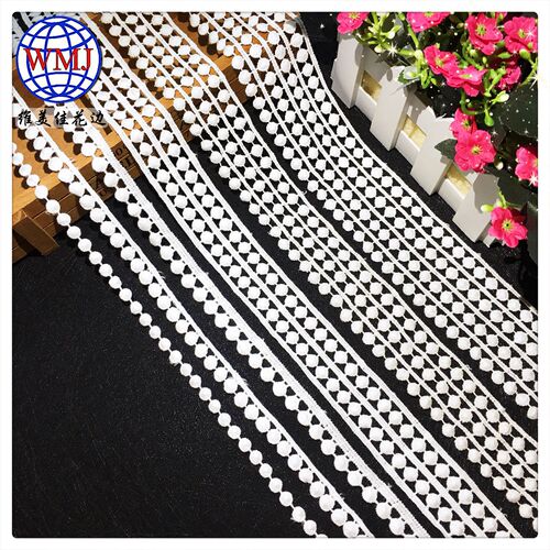 1cm water-soluble beanie pure cotton thread lace geometric embroidery lace barcode high quality women's hollow lace
