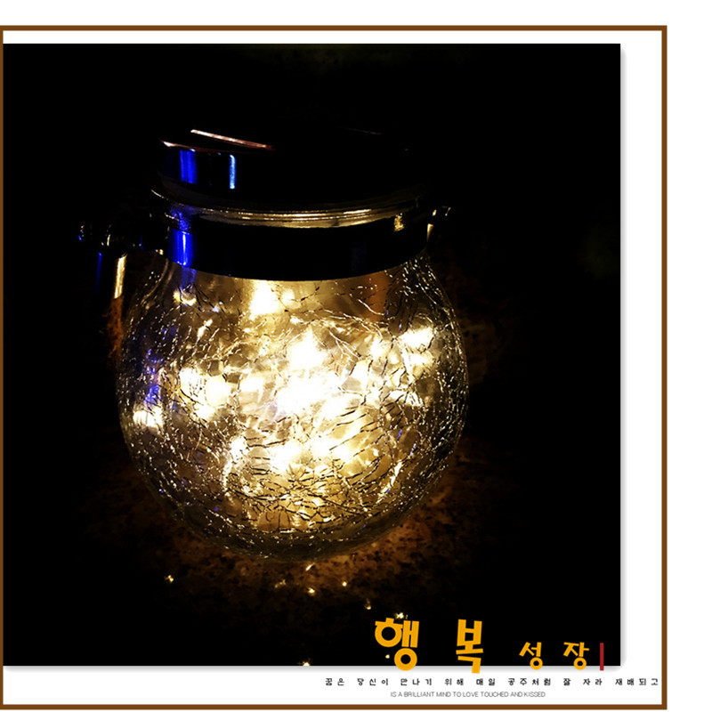 Cross-border outdoor solar glass bottle lamp, street lamp, copper wire lamp, crack solar outdoor special decoration, camping detail image 2