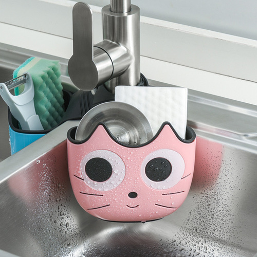 New cartoon cat multifunctional sink drain hanging bag kitchen faucet storage bag factory direct sale