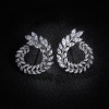 Zirconium, fresh earrings, jewelry, European style, Korean style, micro incrustation