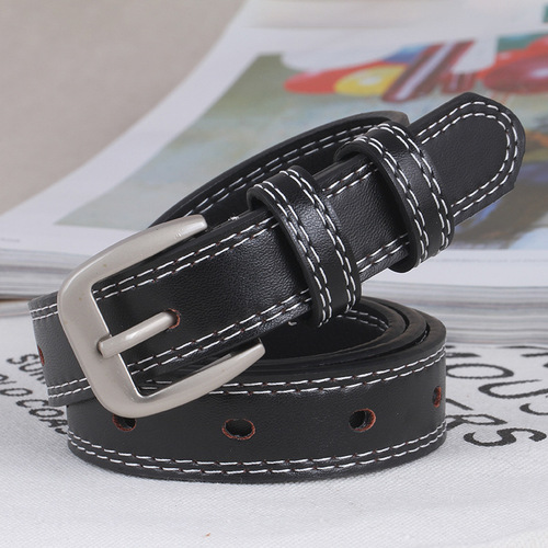 Double line women's belt Korean version versatile women's belt simple casual pin buckle jeans belt factory direct sale