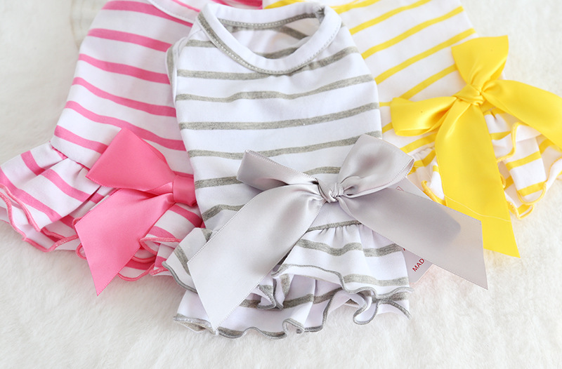 三色条纹大蝴蝶结裙