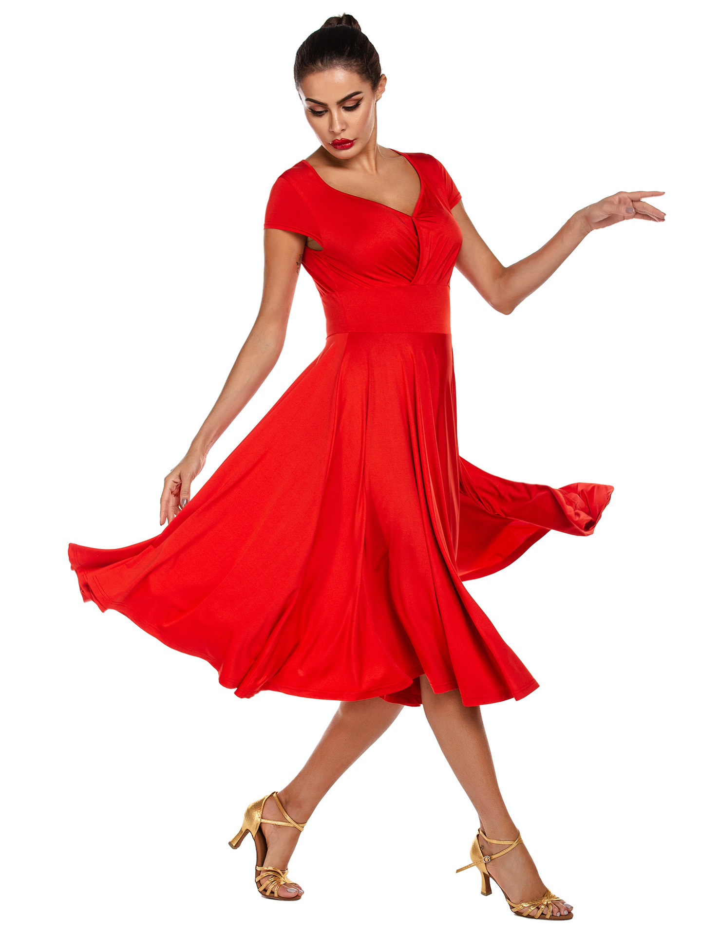 跨境舞蹈服热卖新款亚马逊连衣裙交谊舞大裙摆拉丁舞民族舞服