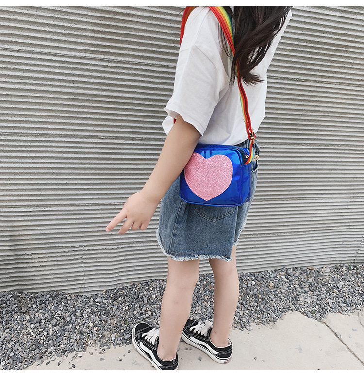 Girl'S Small Pu Leather Rainbow Heart Shape Cute Zipper Crossbody Bag display picture 2