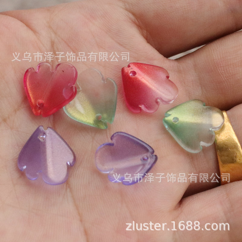 15*16mm小飞鱼 琉璃水晶吊坠海棠花金粉花瓣 DIY发簪耳环配件批发|ru