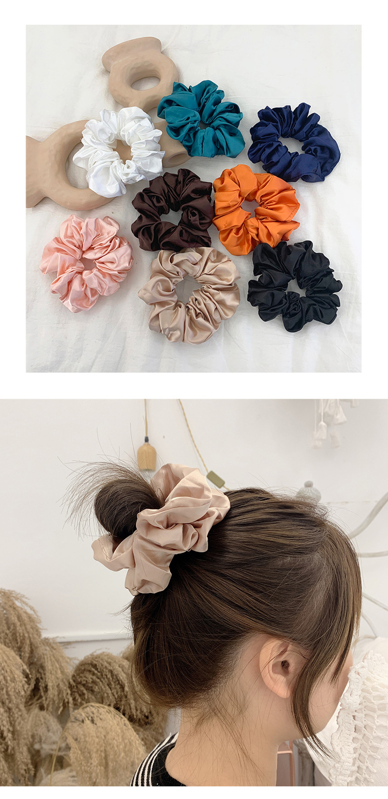 Retro Large Intestine Hair Ring Female Hair Lead Flower Satin Tied Hair Rope Hair Accessories display picture 1