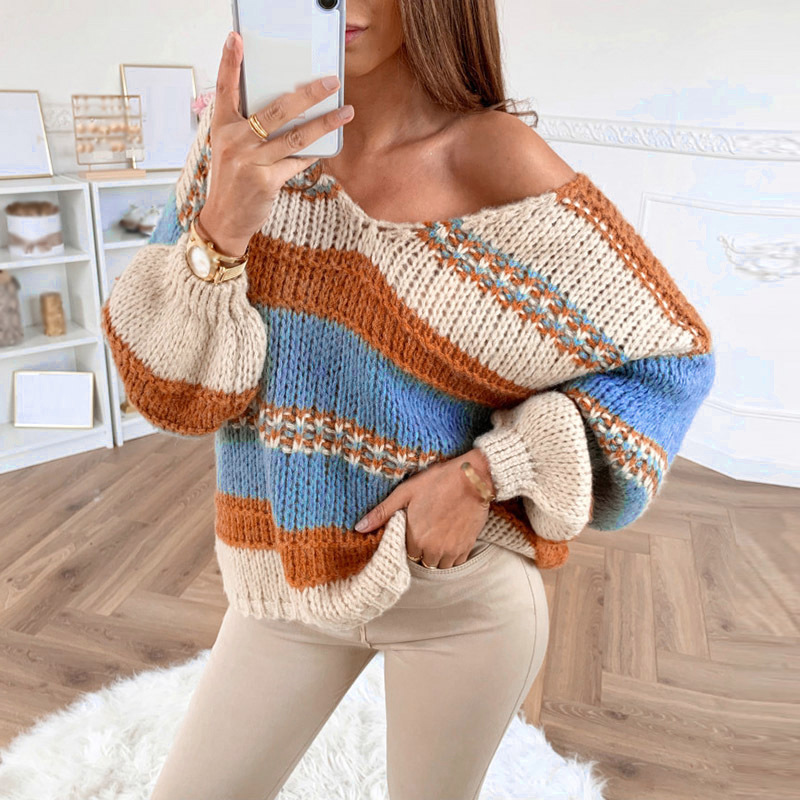 casual loose solid color printed sweater  NSLK11363