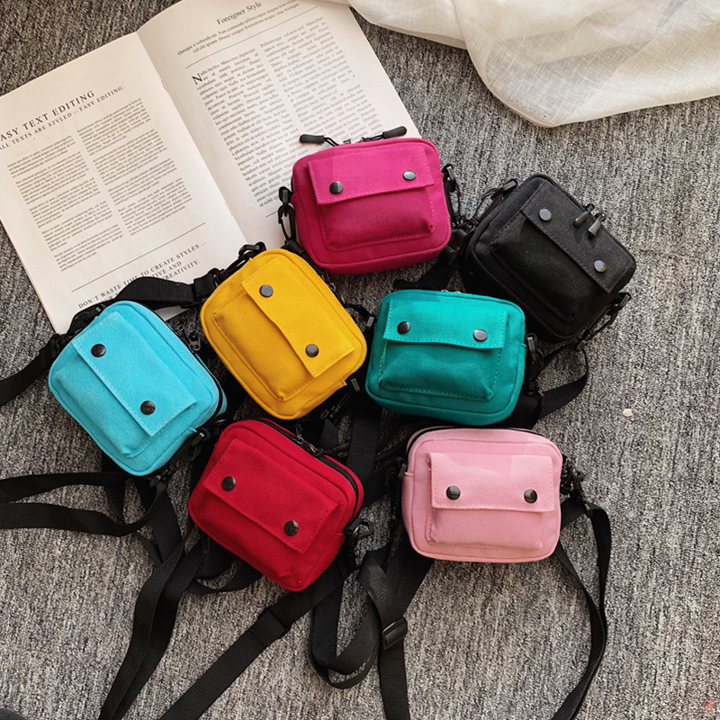 儿童包韩版2019夏季新款迷你帆布小方包纯色简约男女童斜挎配饰包|ms