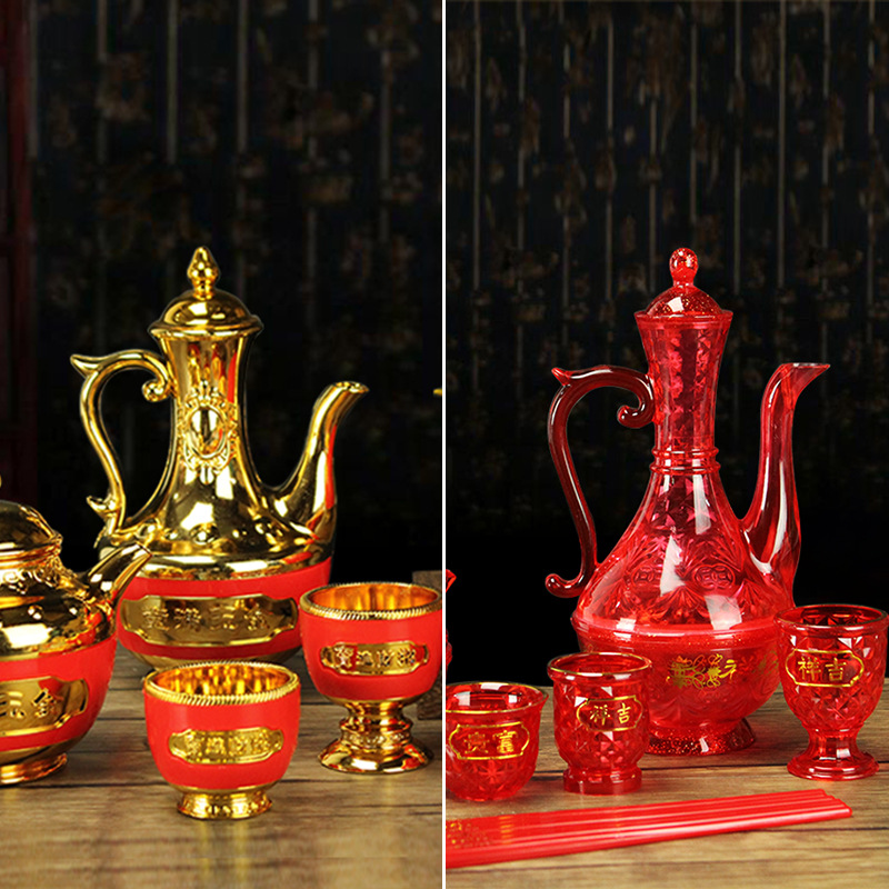 Buddhist Temple Worship Crystal Plastic Wine Pot Teapot Worship Wine Cup Teacup Soup Bowl Chopsticks Fruit Plate Worship Altar