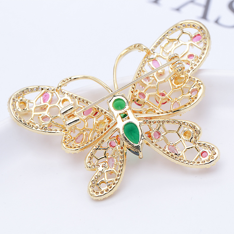 Stylish Japanese And Korean Temperament High-grade Elegant Butterfly Brooch Suit Simple Personality Inlaid Zircon Accessories Clothes Corsage Jewelry display picture 2