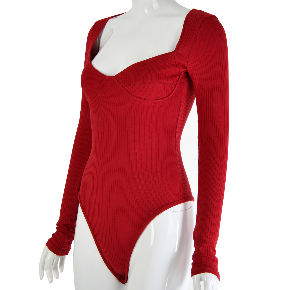 2020 HISIMPLE 2019 One Pieces Long Sleeve Bodysuits Women Solid Rompers