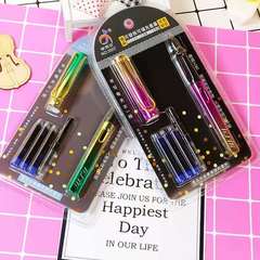 Creative colorful pen with replaceable ink bag pen set for students special for calligraphy practice and positive posture pen internet celebrity stationery wholesale