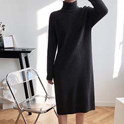 高领连衣裙