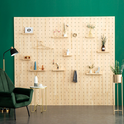 墙上置物架隔板木质洞洞板客厅厨房洞洞板实木装饰北欧收纳墙壁挂