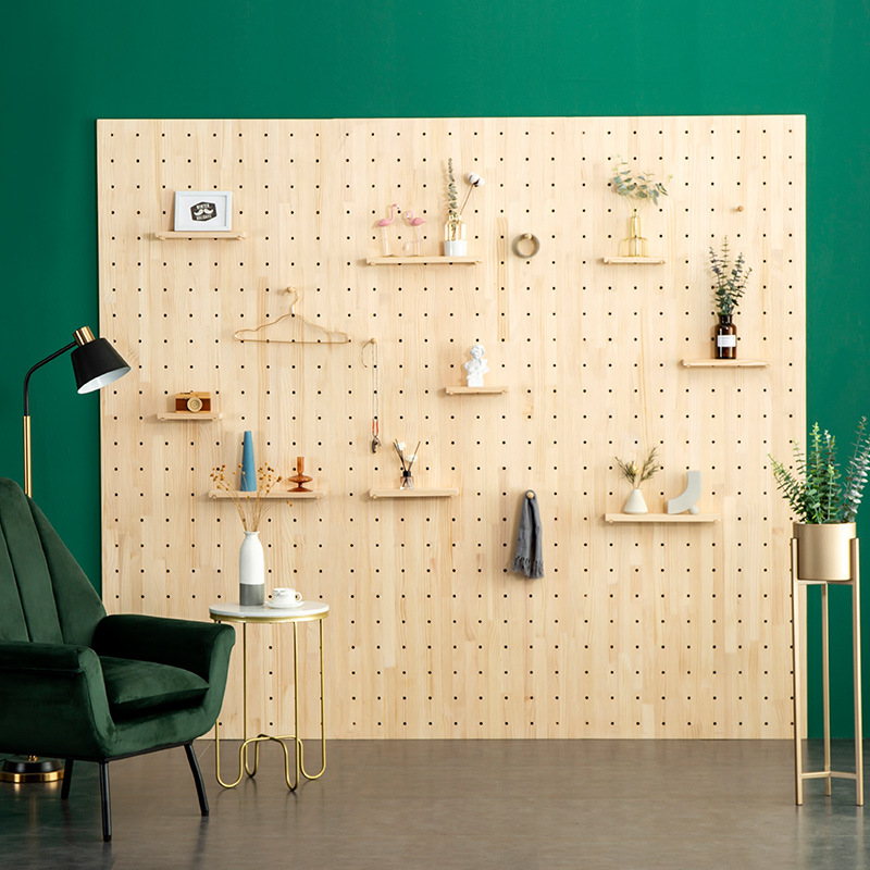 墙上置物架隔板木质洞洞板客厅厨房洞洞板实木装饰北欧收纳墙壁挂