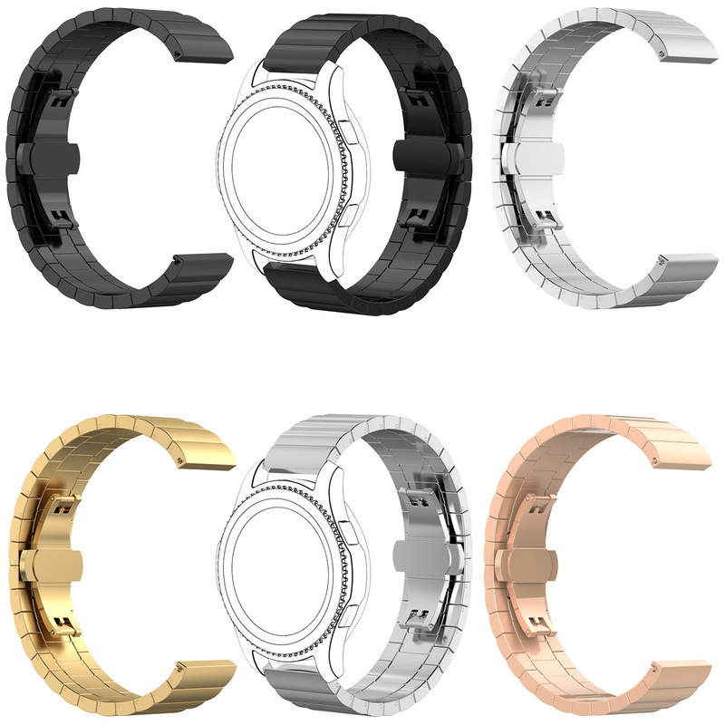Suitable for Ticwatch pro Stainless Steel Bamboo Strap Samsung Samsung S3 One-bead Steel Strap 22MM