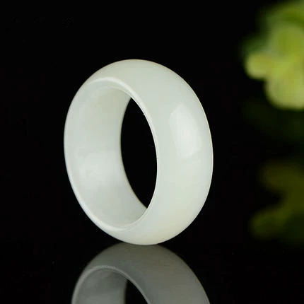 Ring with stone white jade