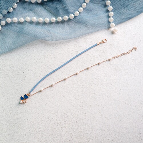 Japanese and Korean new choker choker necklace jewelry haze blue planet pendant neck strap short clavicle chain necklace for women