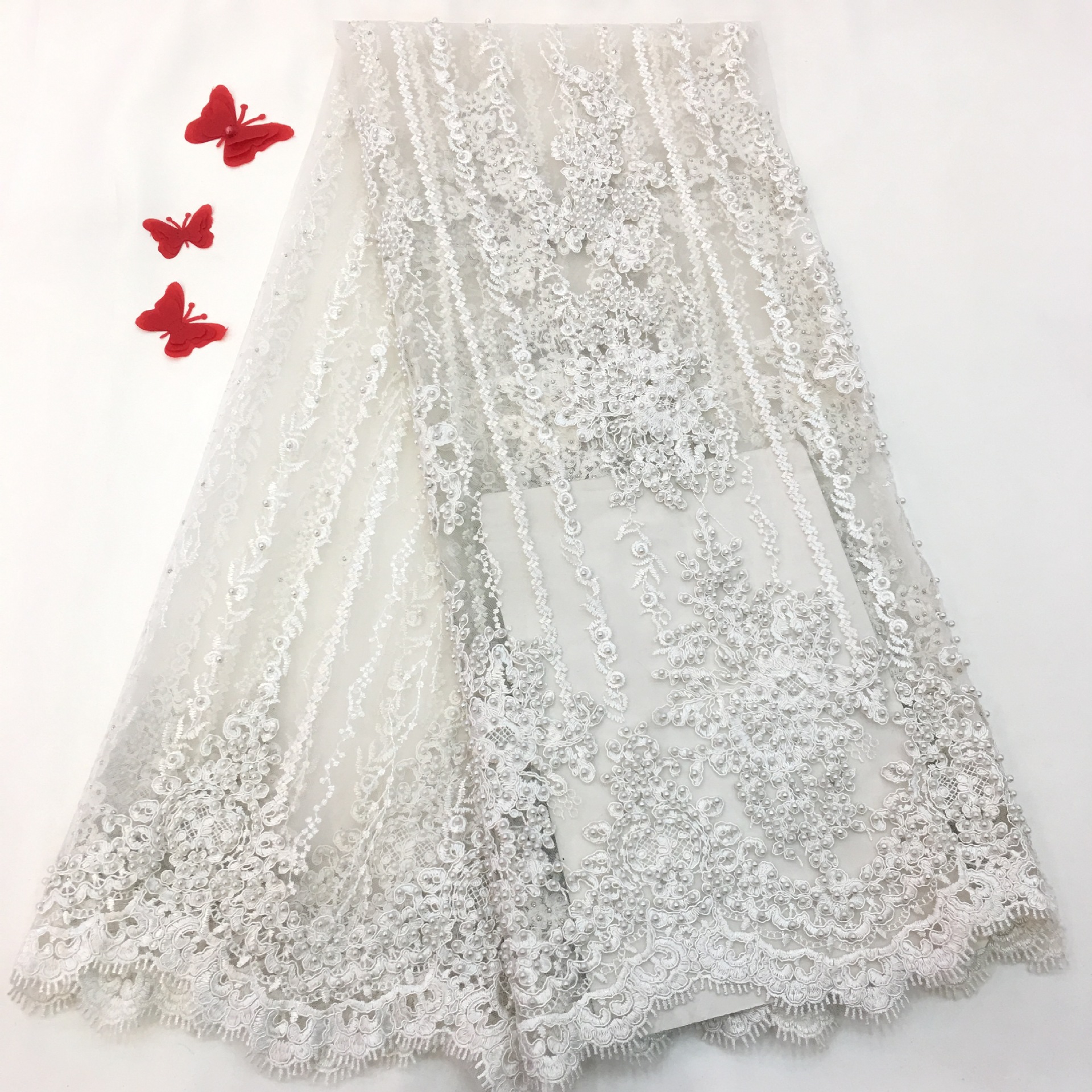 Classic Bone Rope Beaded Fabric Embroide...