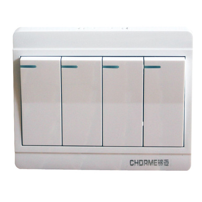 锦迈电气明装四开单控开关 外置4位超薄型明装四联开关面板明线盒