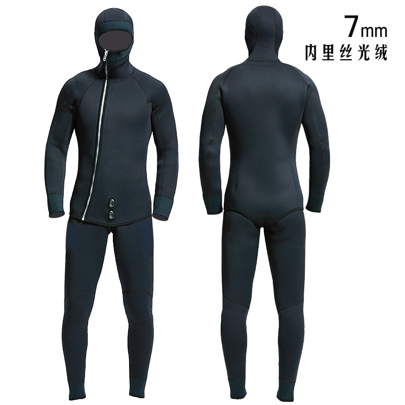 新款批发7MM加厚潜水服冲浪服分体两件套潜水衣防寒保暖内里加绒