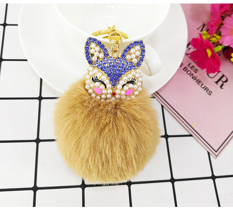 Fashion Alloy Fox Diamond Pearl Rex Rabbit Fur Ball Keychain display picture 7