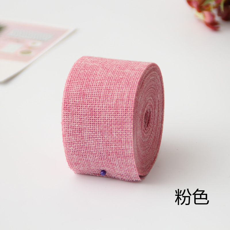 Cinta de lino de imitación DIY decoración de la boda 5CM color poliéster rollo de lino decoración del partido ventas directas de la fábrica