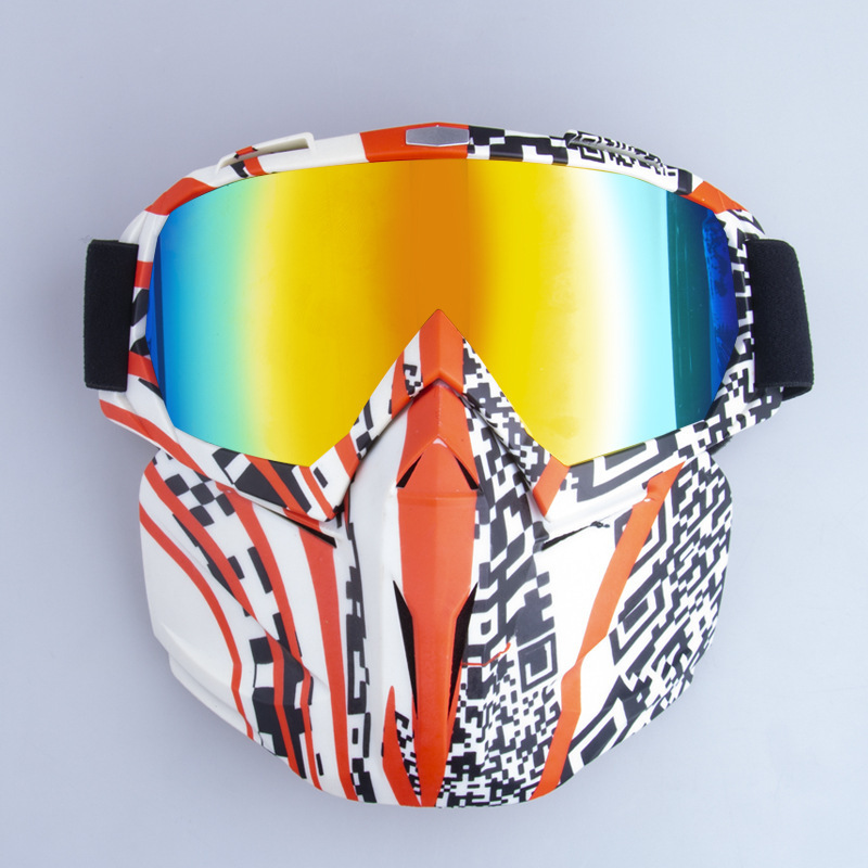 Motorcycle off-road face mask, outdoor sports helmet, goggles, three-layer sponge_voghion.com