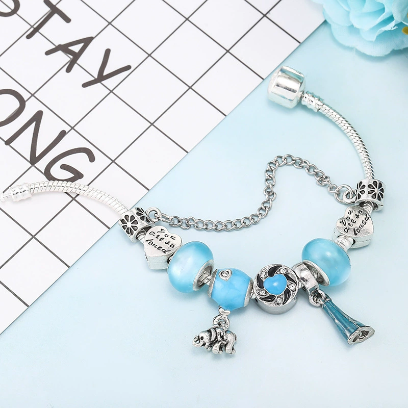Браслет Summer Blue Balloon, с бусинами, для Дня святого Валентина, размеры 16–21 см