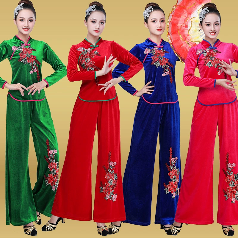 Прямая поставка с фабрики, осенне-зимний квадратный танцевальный костюм среднего возраста, танцевальная одежда с обычными рукавами, приталенная тренировочная одежда