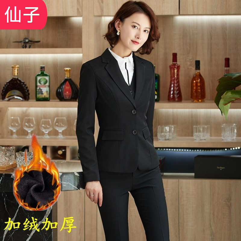 Fleece-lined Thickened Suit Coat Women's Winter Warm Business Wear Women's Suit Long-sleeved Suit Work Clothes Fleece-lined Thickened Suit Coat Women's Winter Warm Business Wear Women's Suit Long-sleeved Suit Work Clothes