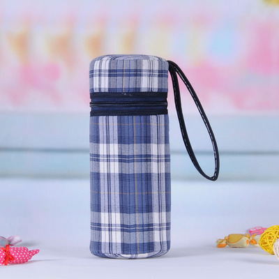 厂家直供保温桶奶瓶保温容器棉布格子加高单桶保温袋