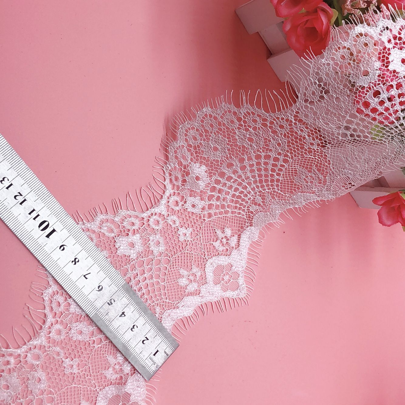 福建宏达花边新品供应精美黑白颜色眼睫毛蕾丝花边853#宽度9.5CM