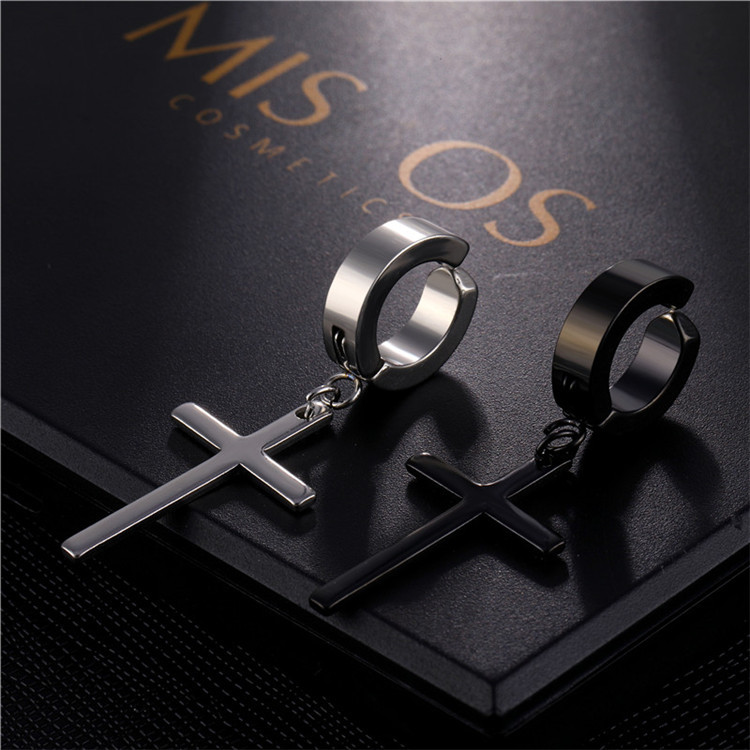 Fashion Cross Titanium Steel Plating Dangling Earrings 1 Piece display picture 3