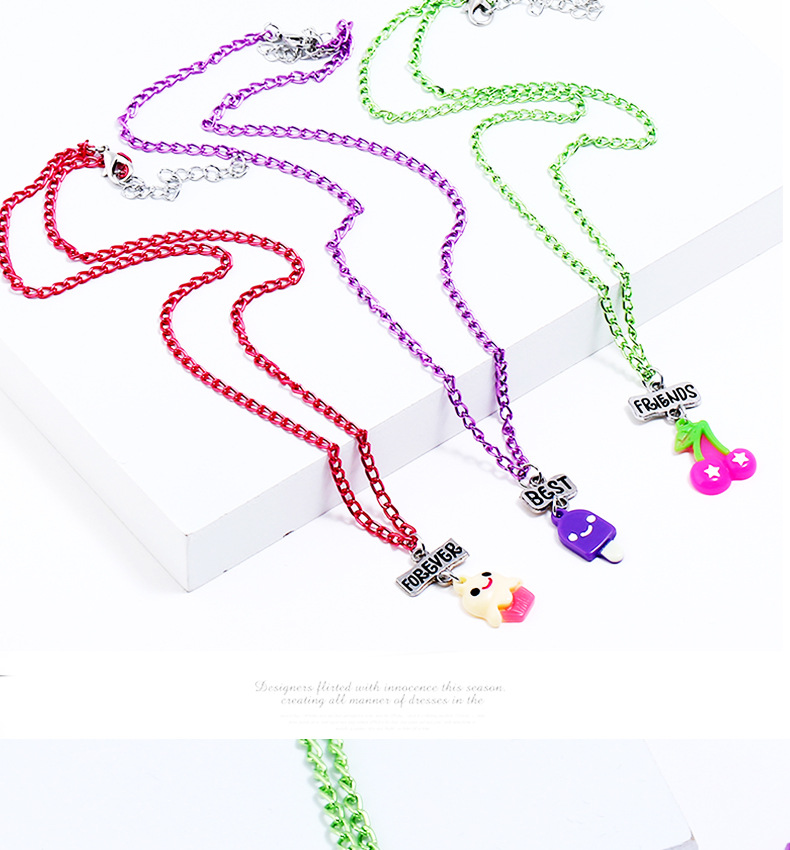 Children's Cute Three-dimensional Cherry Ice Cream Simulation Food Necklace display picture 2