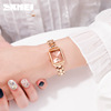 Golden fashionable sophisticated elegant watch, square metal quartz watches, pink gold