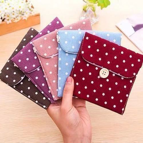 Korean fresh women's cotton and linen sanitary napkin storage bag, sanitary napkin bag, portable sanitary napkin storage bag