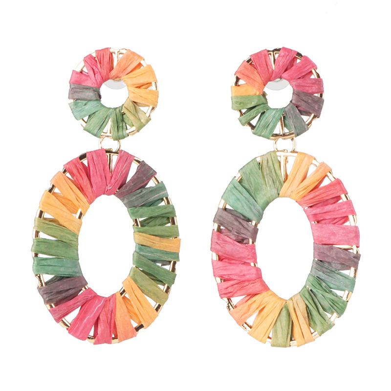 Earrings Jewelry Alloy Dyed Color Rafia Weave Female Earrings Geometric New Style display picture 9