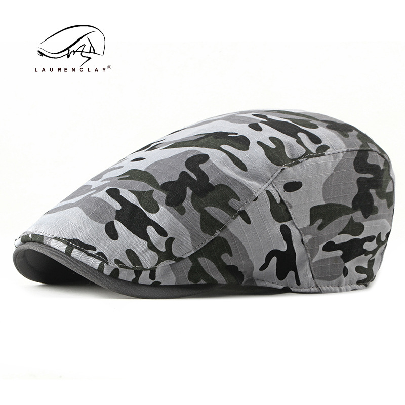 Primavera, verano y otoño al aire libre sombrero de los hombres camuflaje militar sombrero moda estilo coreano de las mujeres de la tapa boina adelante sombrero moda