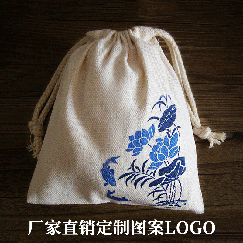 厂家直销定制绣花棉布束口袋帆布袋抽绳袋 束口购物袋广告帆布袋