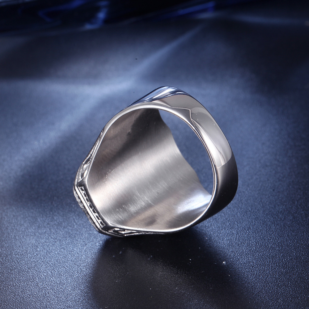 Inlay Design Hip-Hop Square Titanium Steel Inlay Glass 18K Gold Plated Men'S Rings