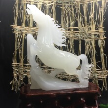 阿富汗玉生肖马摆件冰种玉石马到成功十二生肖摆件玉马庭摆饰