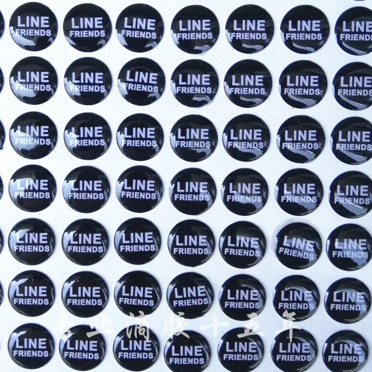 国际卡通形象品牌定制 圆形高粘水晶滴胶LOGO贴纸定做