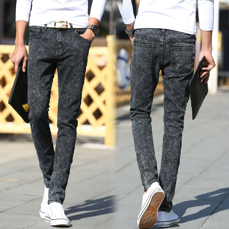 Джинсы, маленькие брюки для отдыха, корейский стиль, со снежинками, slim fit