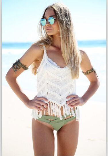 ebay速賣通爆款鏤空流蘇沙灘罩衫針織吊帶衫手勾背心