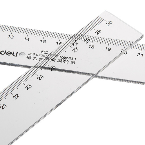 Deli 30cm plastic ruler 6230 drawing tool student transparent stationery ruler