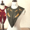 Universal demi-season retro velvet false collar, cloak, sweater, decorations, Korean style, with embroidery