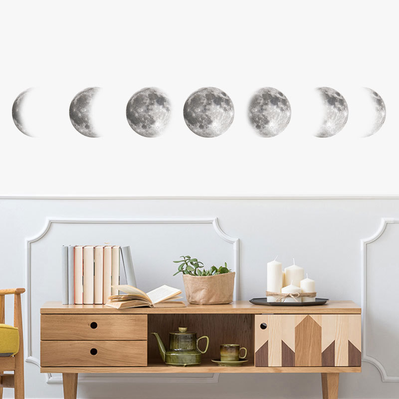 New Simple Fashion Moon Phase Map Space Wall Stickers display picture 5