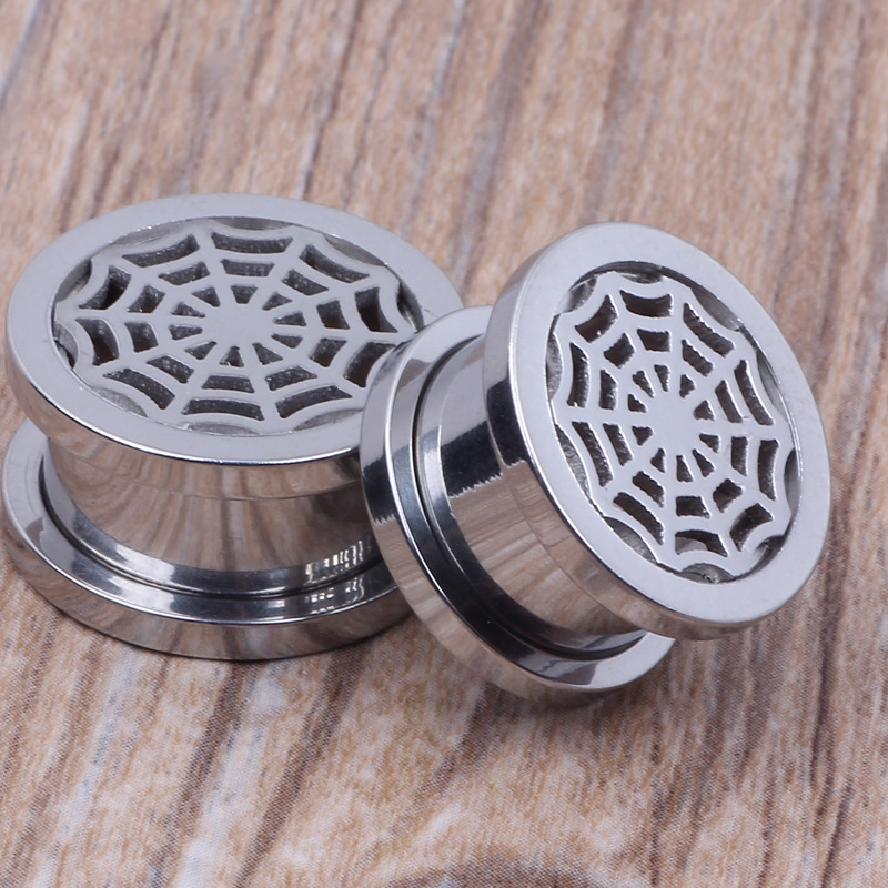 Stainless Steel Spider Mesh Ear Expander - 16mm Geometric Ear Plug for Stretched Earlobes detail image 10